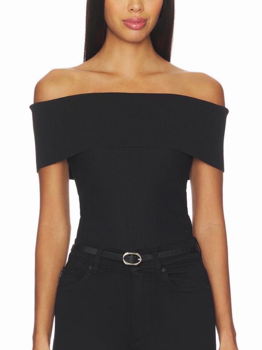 Dl1961 Off-The-Shoulder Ribbed Black Top